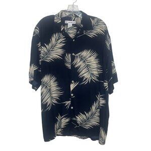 Carnival Cruise Lines Hawaiian Shirt Mens Large Blue Palm Leaf Print Button Up